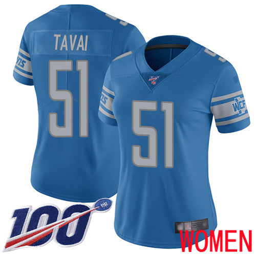 Detroit Lions Limited Blue Women Jahlani Tavai Home Jersey NFL Football #51 100th Season Vapor Untouchable->women nfl jersey->Women Jersey